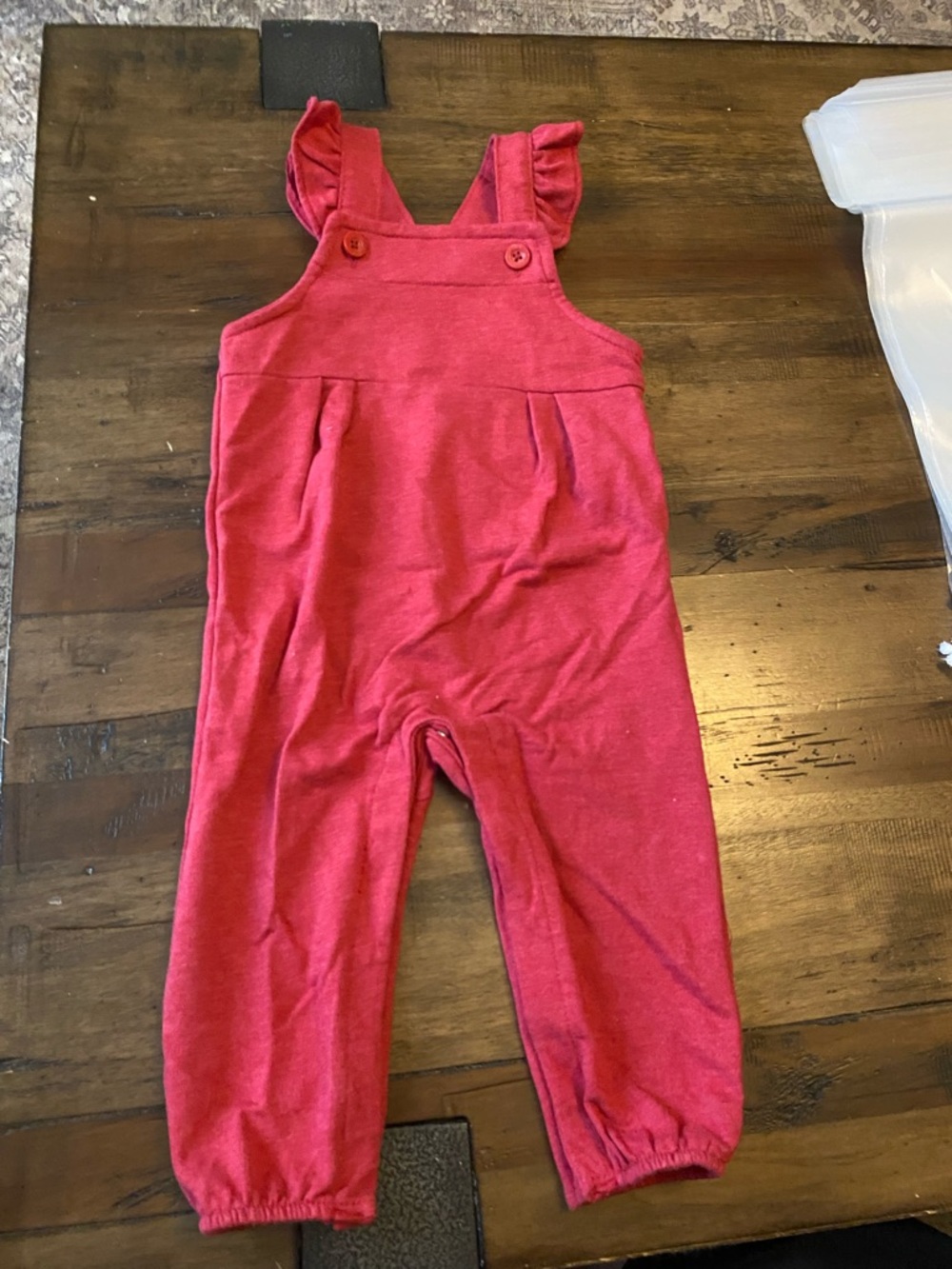 Carter's Red Ruffle-Shoulder Knit Overalls - Picture 3 of 3